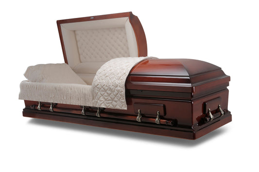 Royal Poplar Mahogany Finish With Cream Interior WOOD CASKET