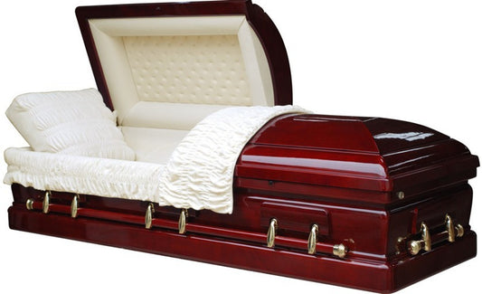 Cameron Veneer Casket with Cream Velvet Interior - Wood Casket