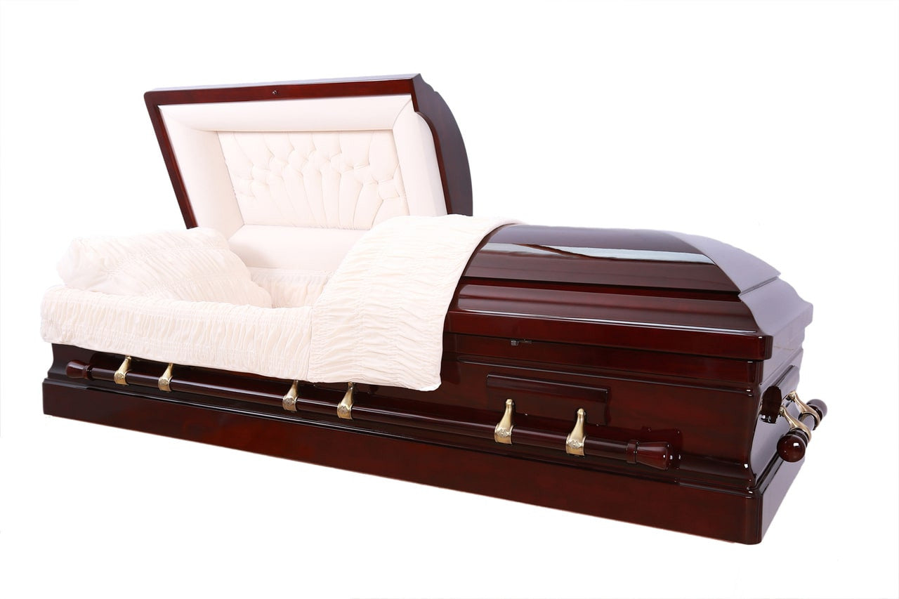 Presidential Solid Mahogany with Almond Velvet Interior WOOD CASKET