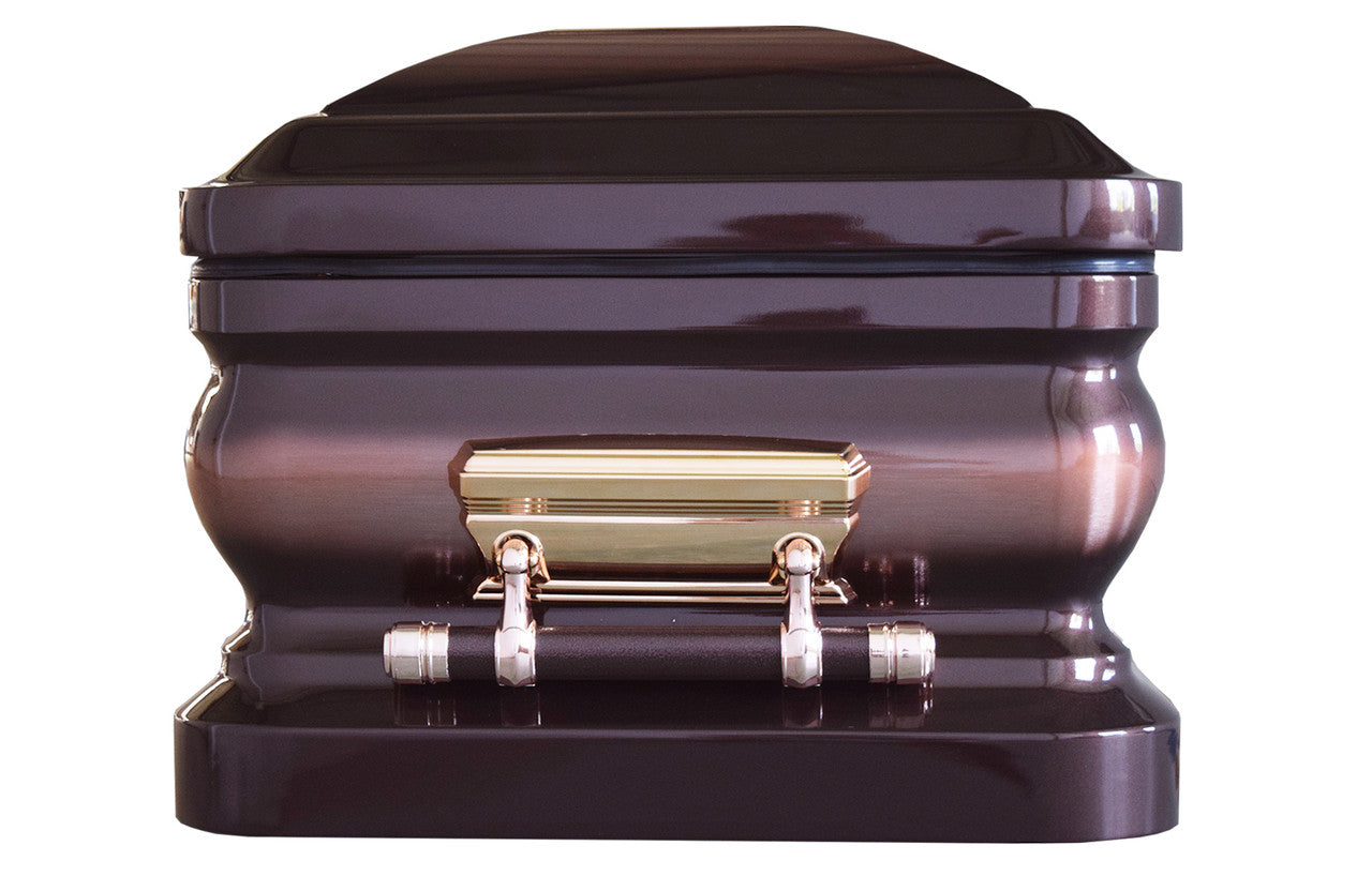 President/ Full Brush Copper Casket with Ivory Velvet Interior - Metal Casket