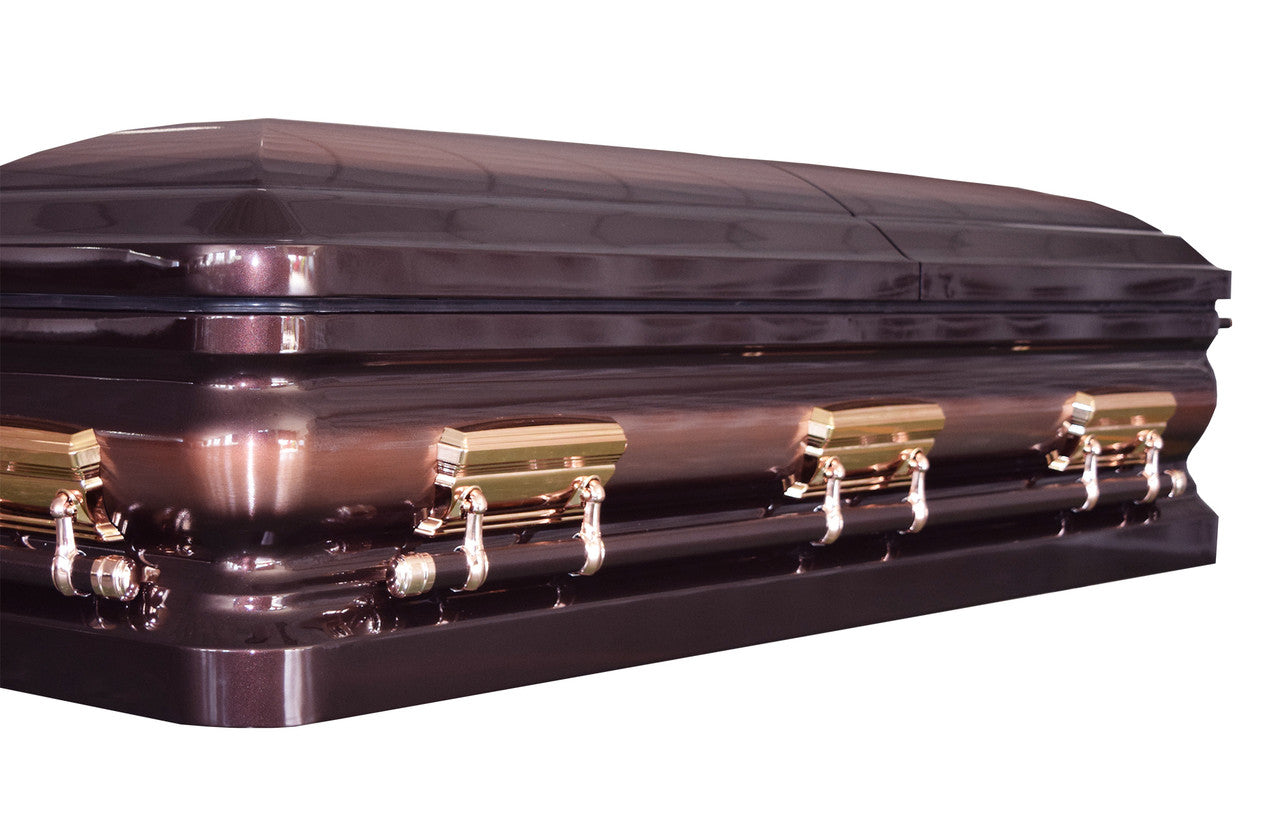 President/ Full Brush Copper Casket with Ivory Velvet Interior - Metal Casket