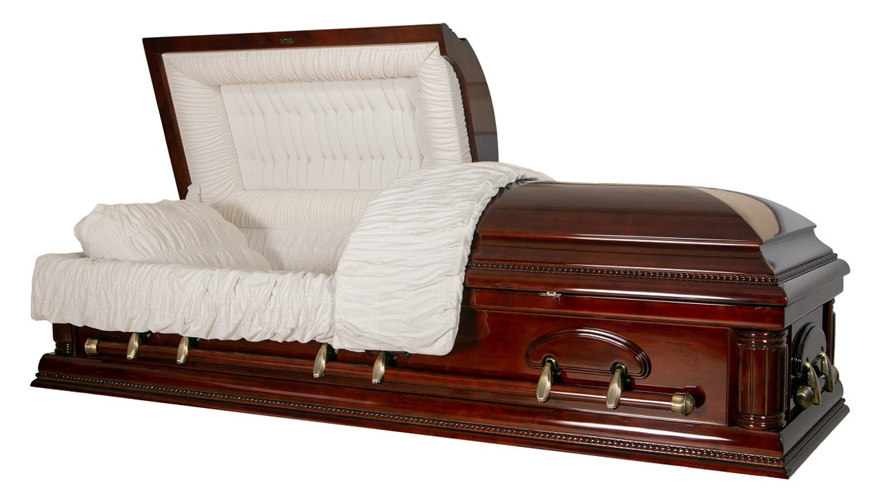 Southridge Cherrytone Solid Poplar Casket with Cream Velvet Interior - Wood Casket