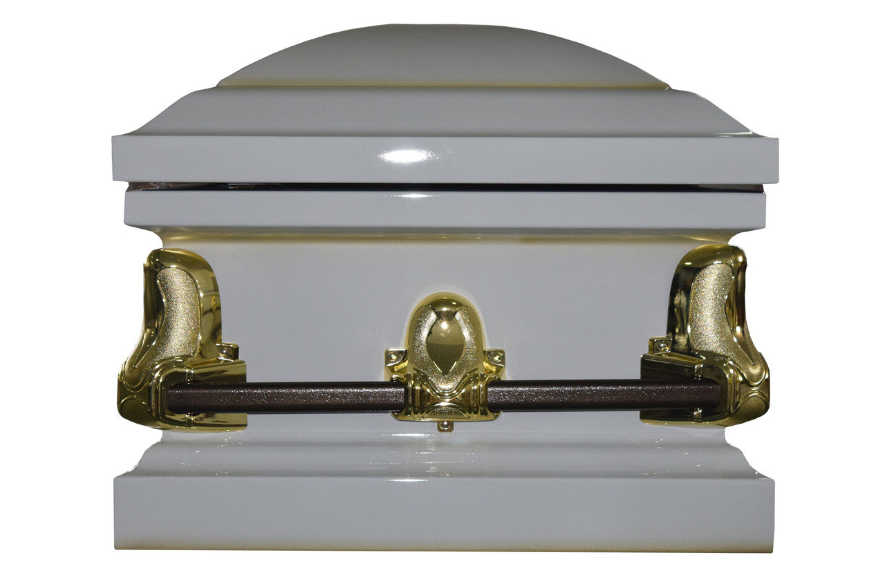 Spartan White/ Economy White And Gold Casket - Metal Casket