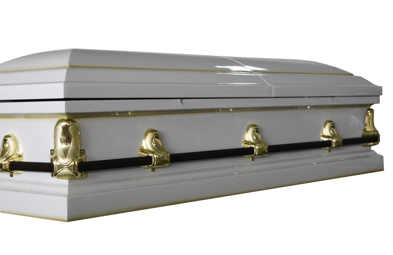 Spartan White/ Economy White And Gold Casket - Metal Casket