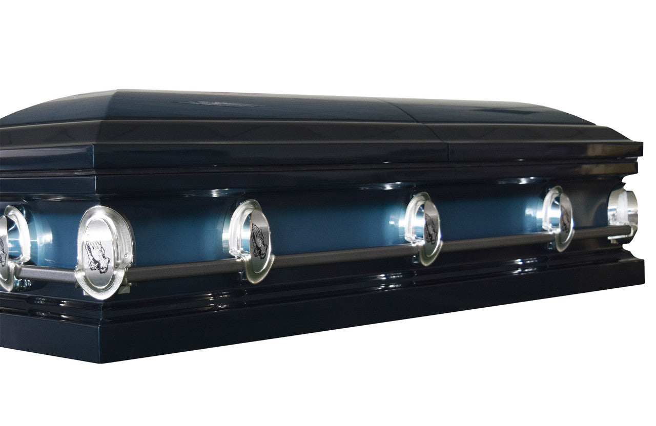 'The Prayer' Spruce Blue Casket - Metal Casket