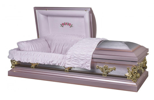 Briar Rose/ Lilac Purple Casket with Pink Velvet Interior - Metal Casket