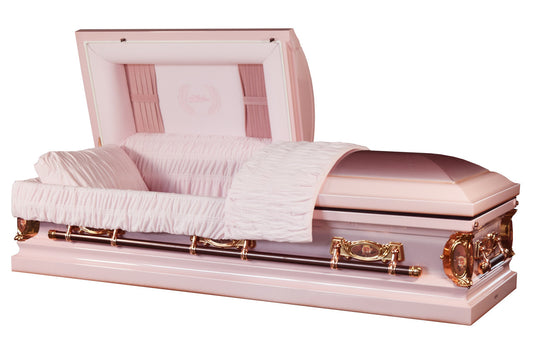 Mother' Casket Pink Finish with Pink Velvet Interior - Metal Casket