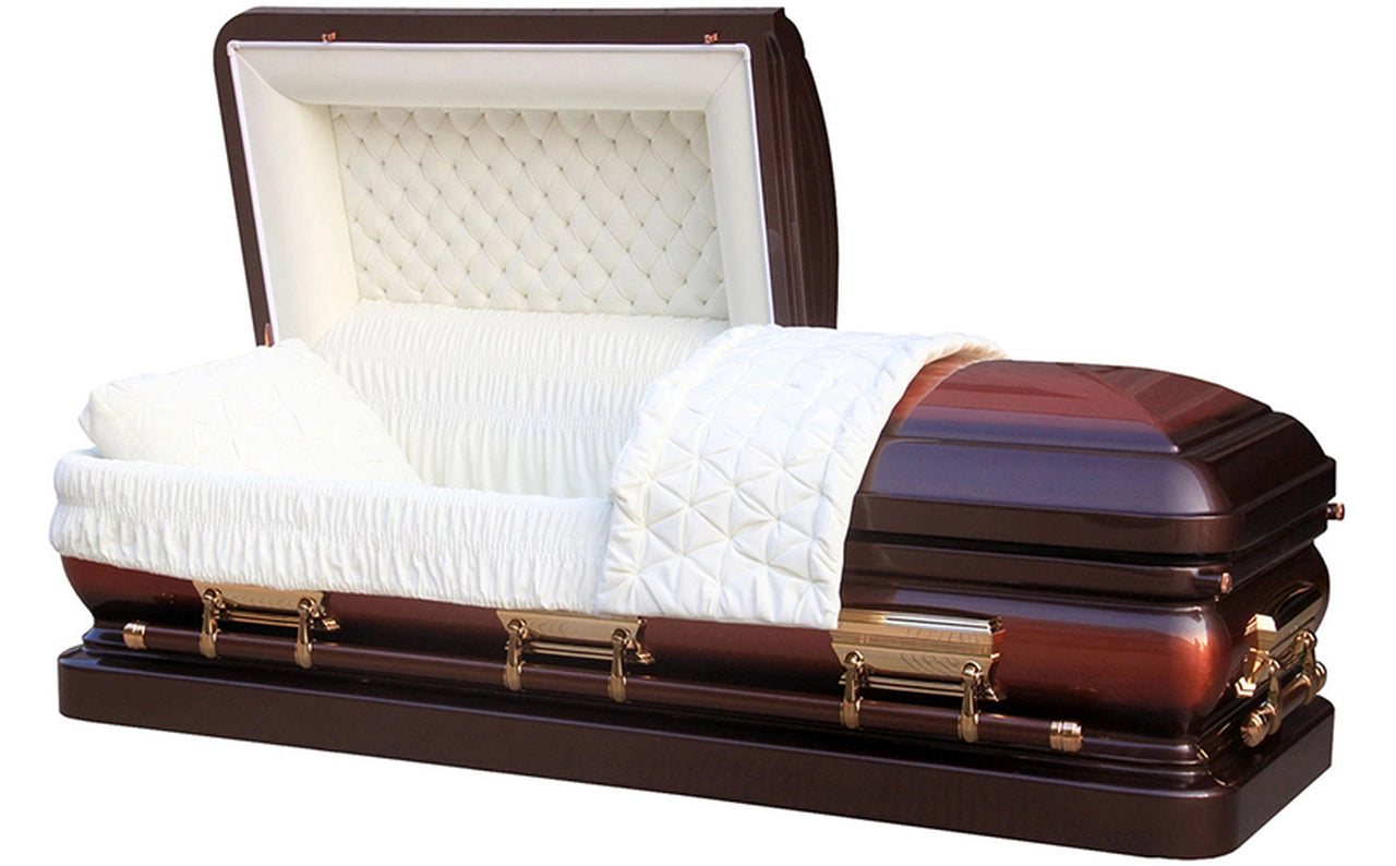 President/ Full Brush Copper Casket with Ivory Velvet Interior - Metal Casket